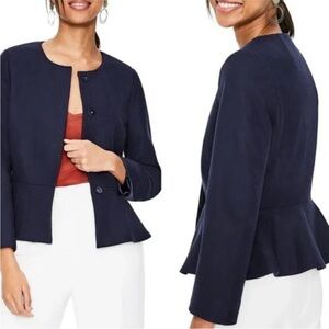 Boden Polperro Navy Peplum Blazer - Size 12